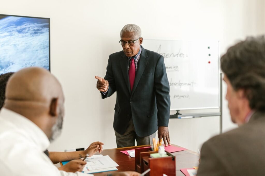 speaking confidently in a meeting
