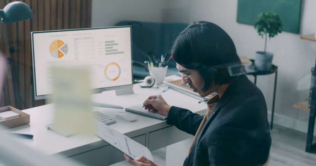 learning at a desk with a laptop