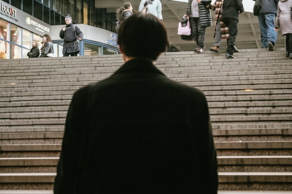 walking up the stairs